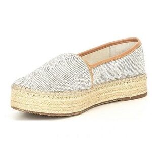 Steve Madden Alexia Crystal Bling Espadrilles Platform Wedge Loafers Sz 8.5